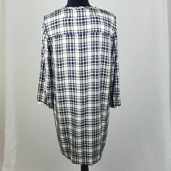 Madewell women S plaid Artiste tunic dress Lagenlook Relax Vacation - Picture 6 of 7